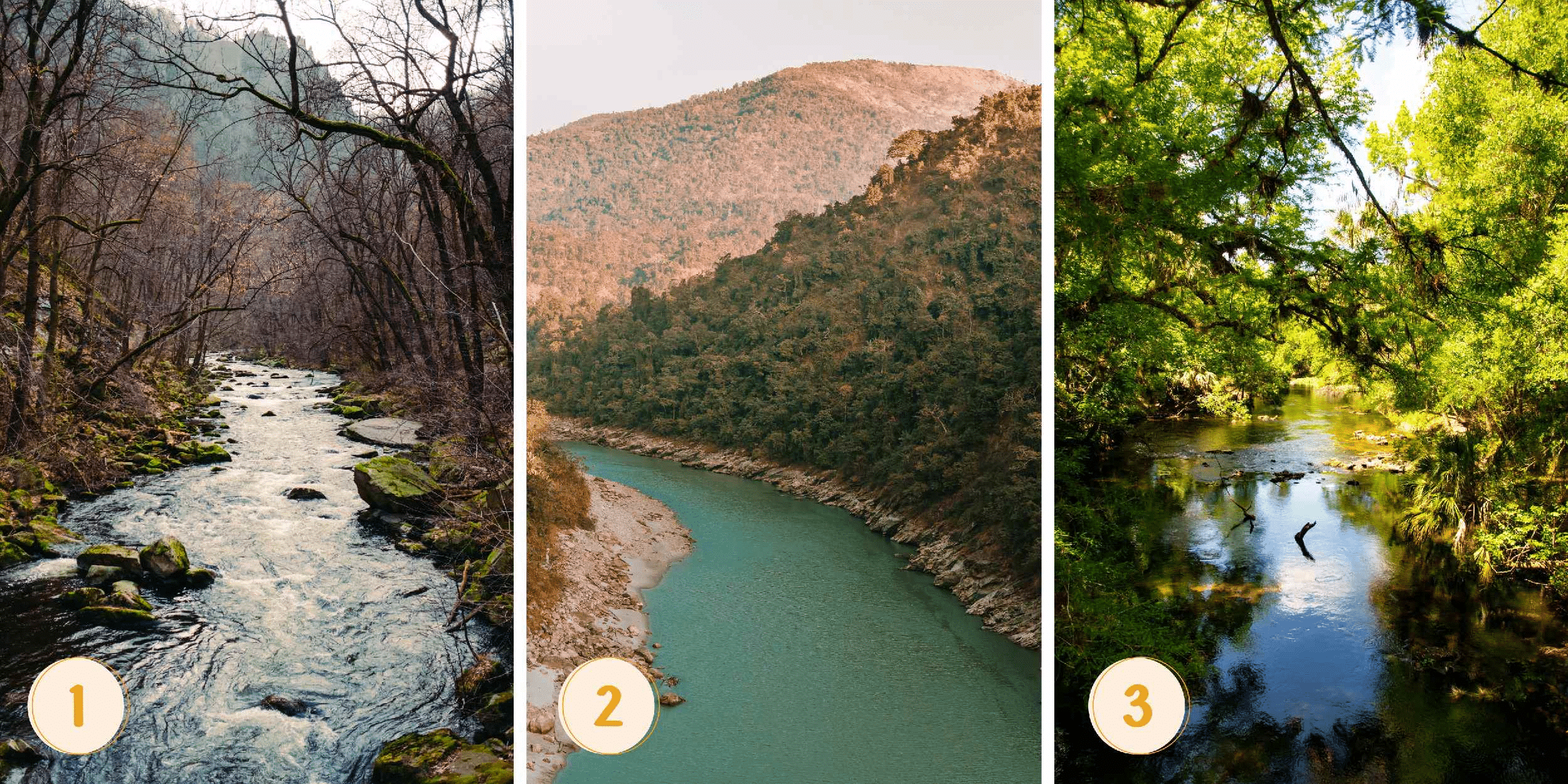 Persönlichkeitstest: Welcher der drei Flüsse im Bild verrät den Fluss Ihrer Wut? Finden Sie heraus, wie Ihr inneres Wasser mit Wut umgeht!